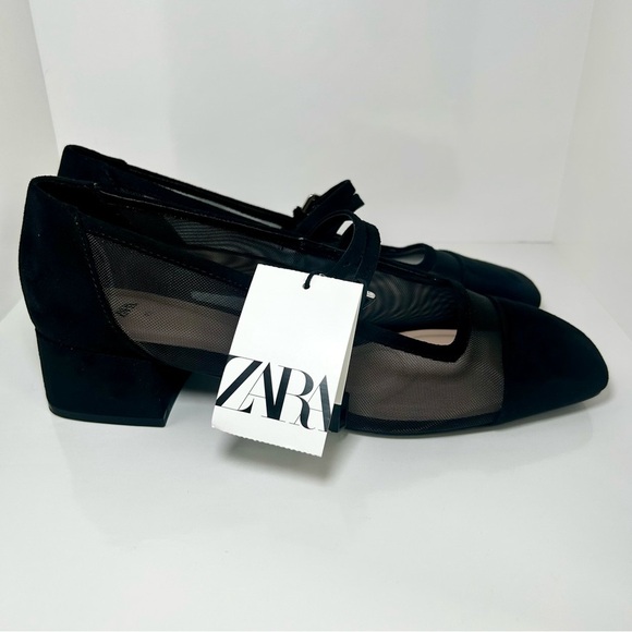 Zara Women's Black Mary Jane Block Mesh Casual Heels, NWT, Size 40 - Picture 8 of 12
